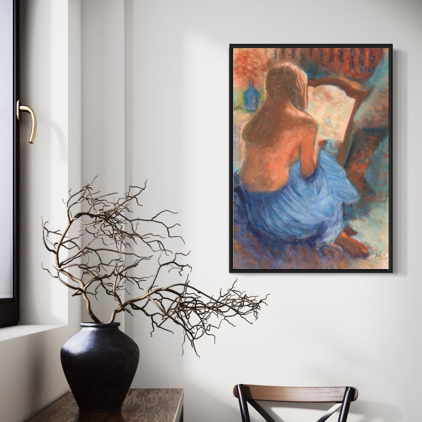 Woman Sitting With Mirror