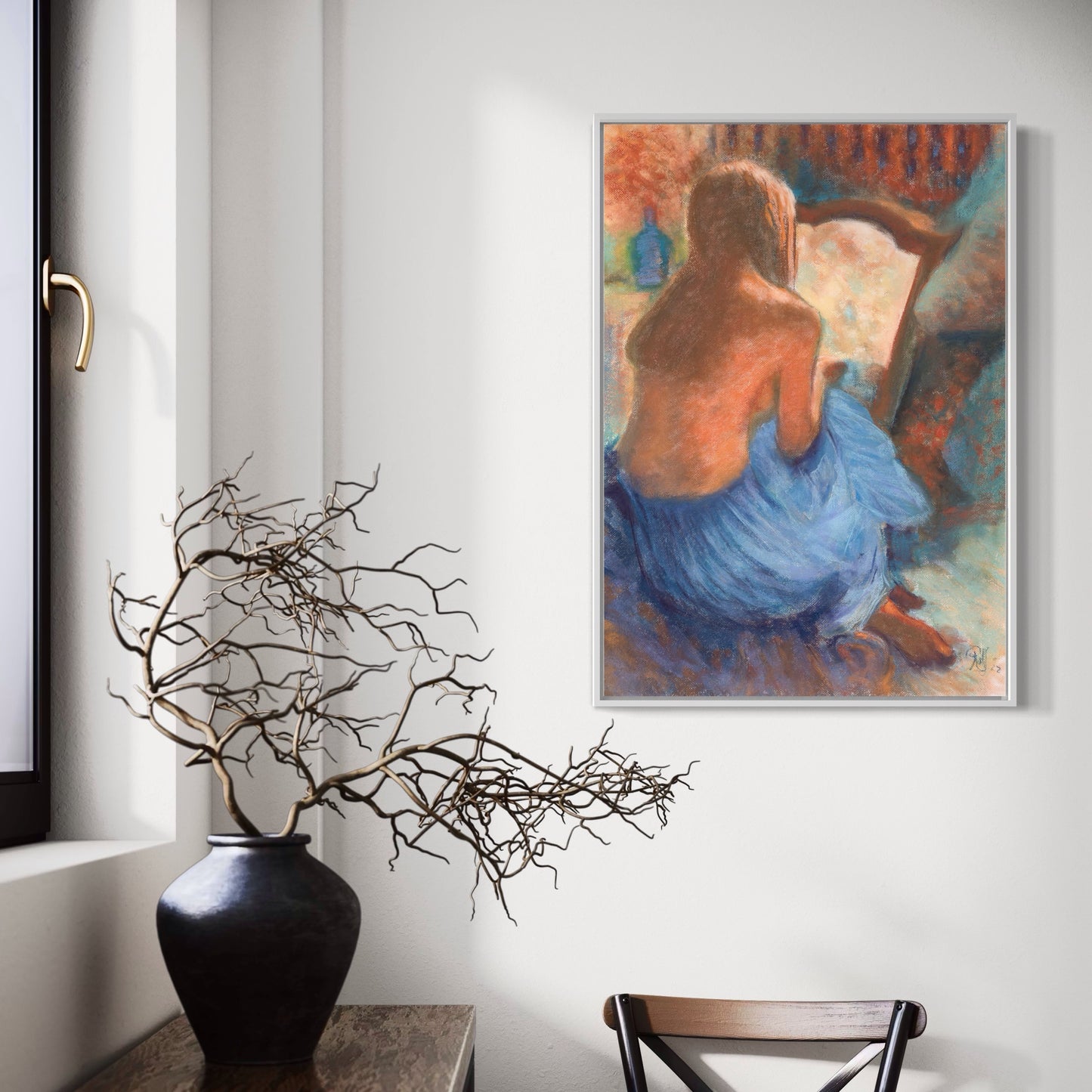 Woman Sitting With Mirror