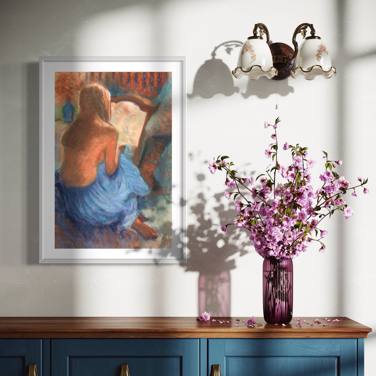 Woman Sitting With Mirror