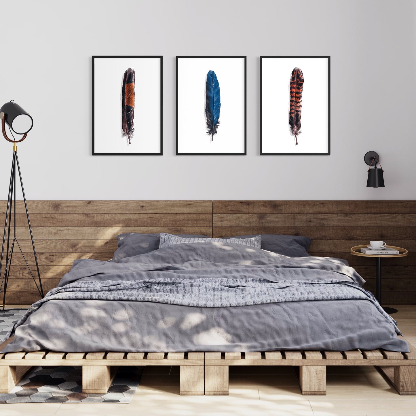 Feathers Set of 3 (Male and Female Red Tailed Black Cockatoo and Blue Parrot)