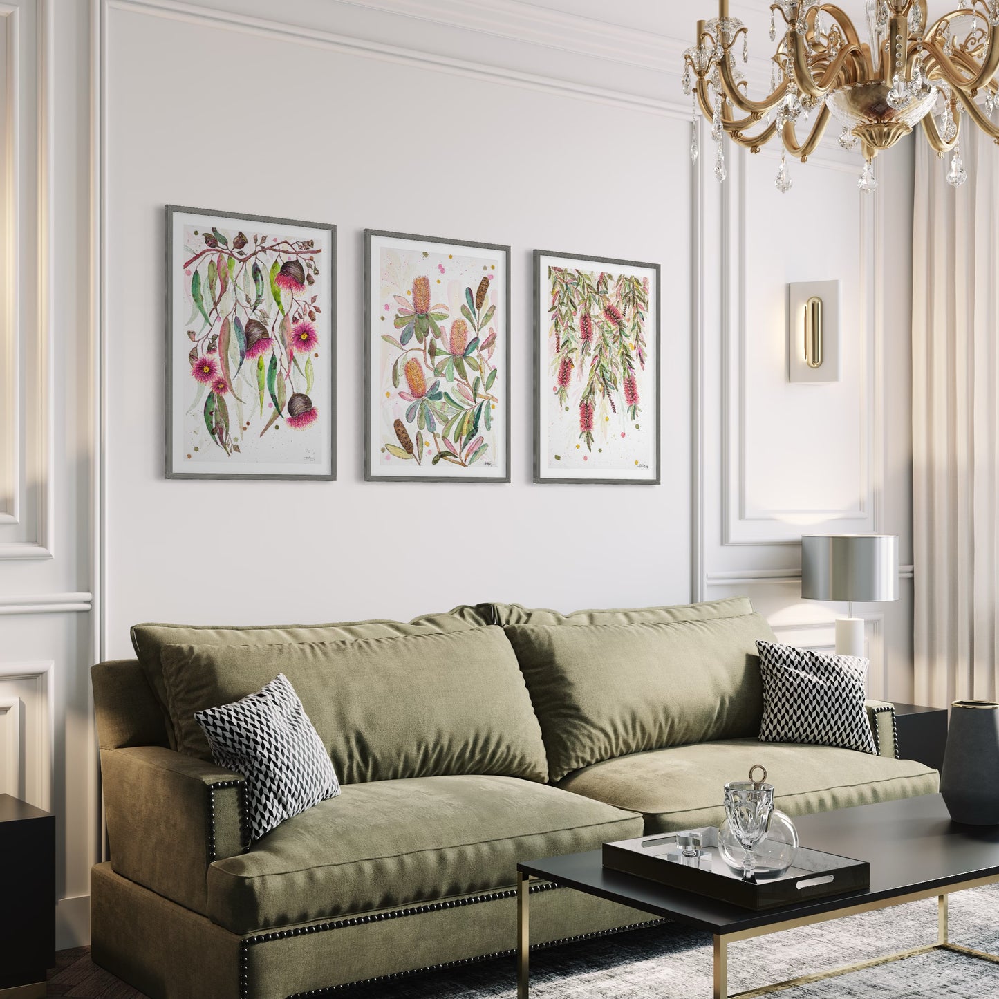 Glorious Gum Blossoms, Banksia Tree and A Flush of Bottle Brush Set of 3