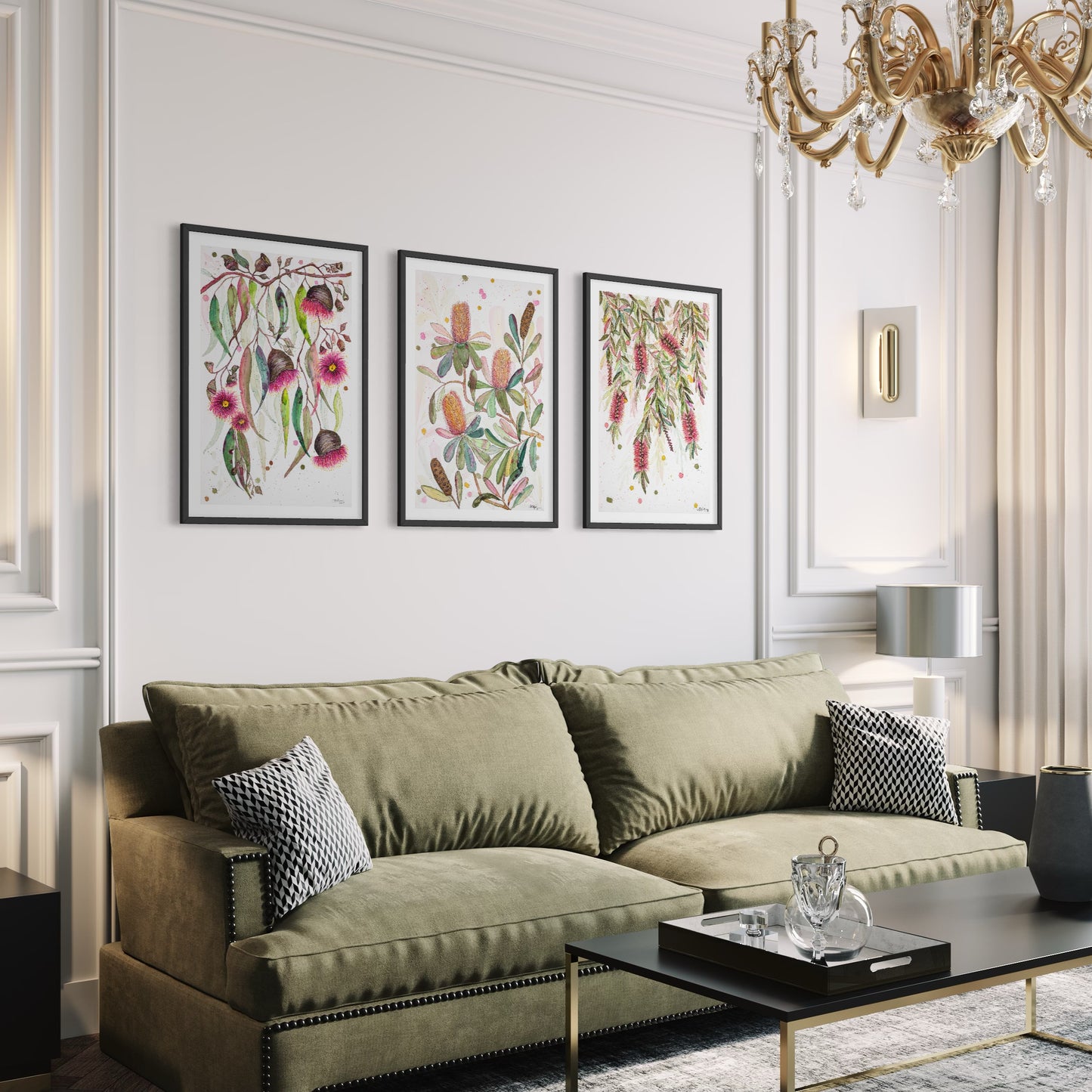 Glorious Gum Blossoms, Banksia Tree and A Flush of Bottle Brush Set of 3