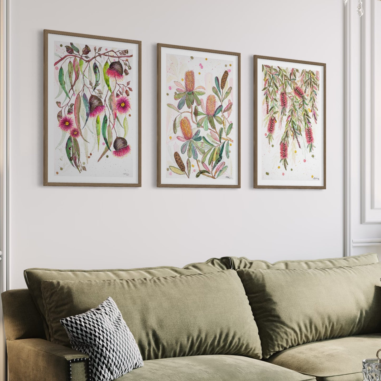 Glorious Gum Blossoms, Banksia Tree and A Flush of Bottle Brush Set of 3