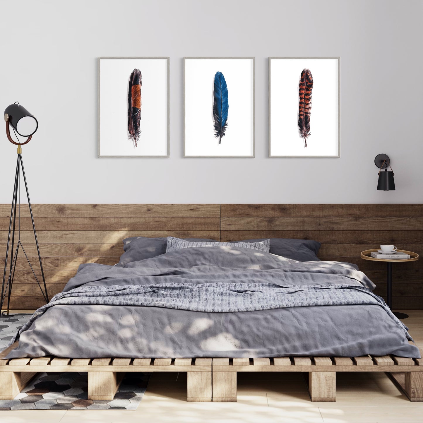 Feathers Set of 3 (Male and Female Red Tailed Black Cockatoo and Blue Parrot)