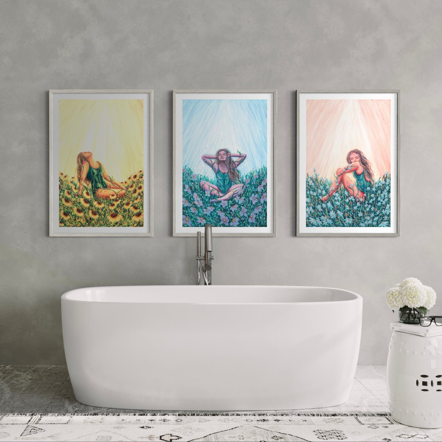 Summer Sunflower, Blue Violet, and Daisy Dreams (Set of 3)