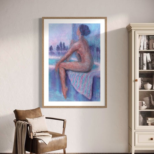 GIANT Woman Sitting on Edge of Bath