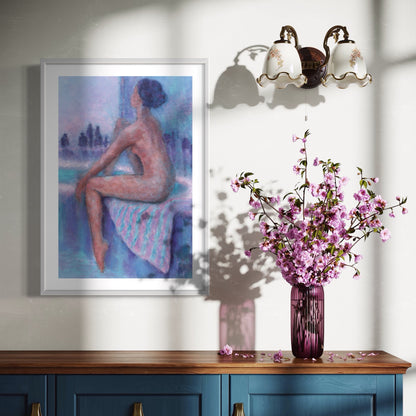 Woman Sitting on Edge of Bath