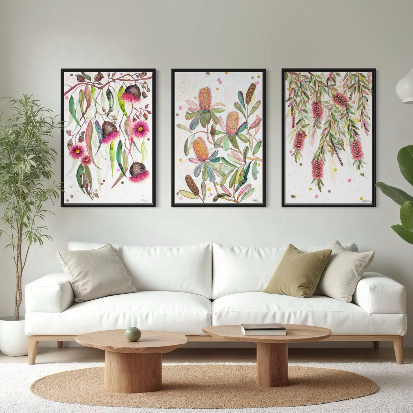 Glorious Gum Blossoms, Banksia Tree and A Flush of Bottle Brush Set of 3