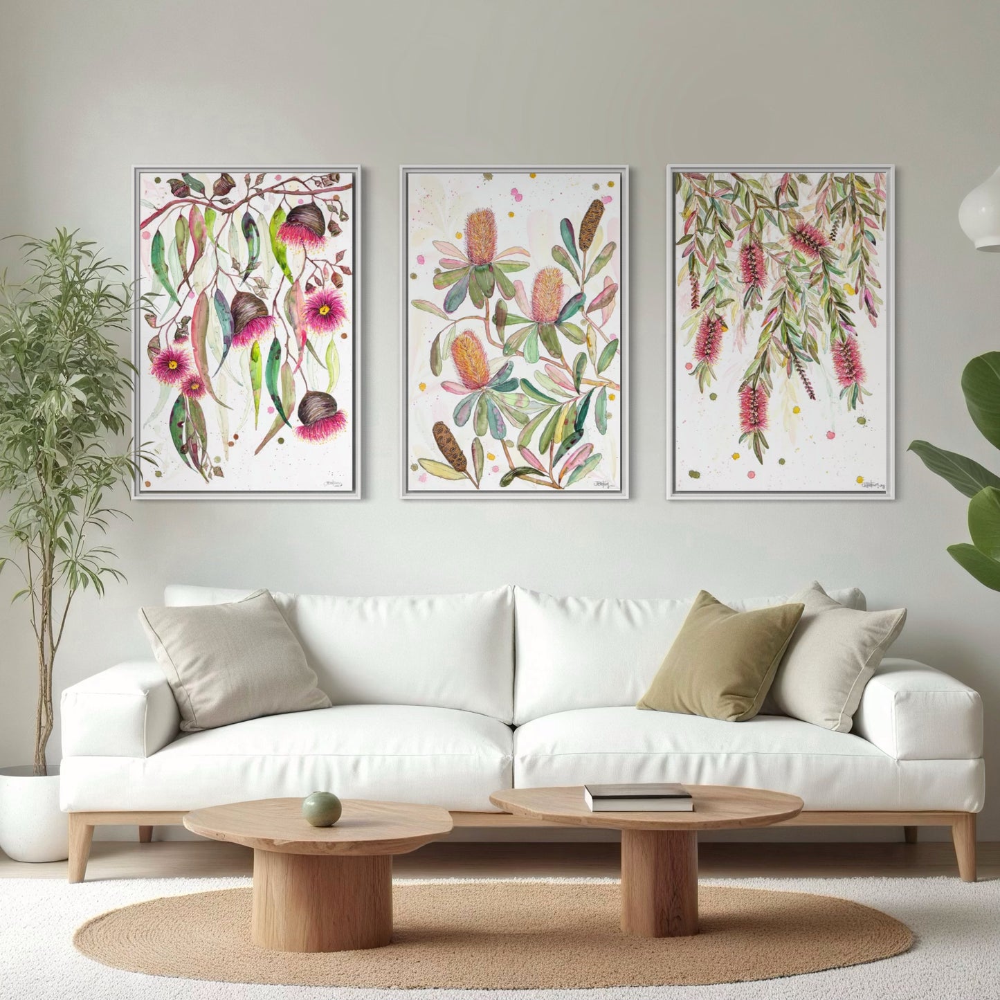 Glorious Gum Blossoms, Banksia Tree and A Flush of Bottle Brush Set of 3