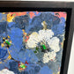 GEORGINA BARNETT Blue and red flowers in a golden vase and bowl